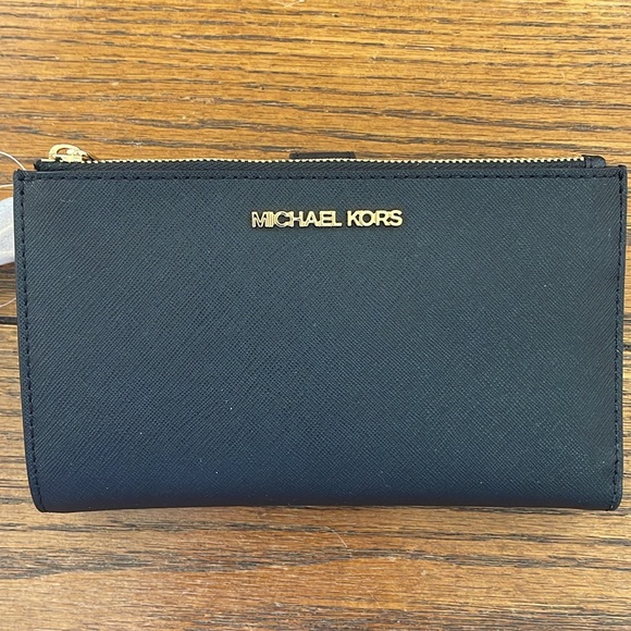 Michael Kors Black Jet Set Travel Double Zip Wristlet Wallet NWT - Picture 1 of 7